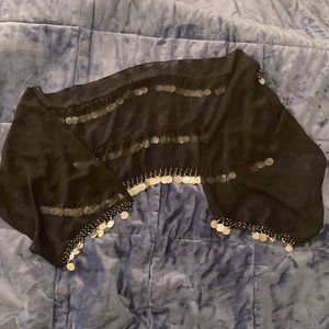 Black Ren fest/Belly Dance Jingle Hip Scarf